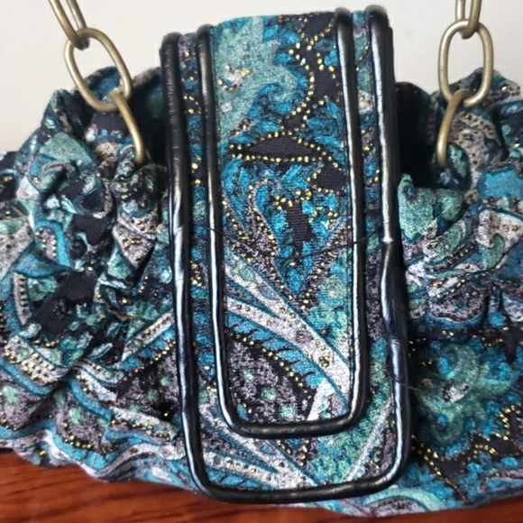 Aldo Mini Purse Gorgeous Print Colors,Sparkly & brass hardware / Leather Details - Picture 6 of 17